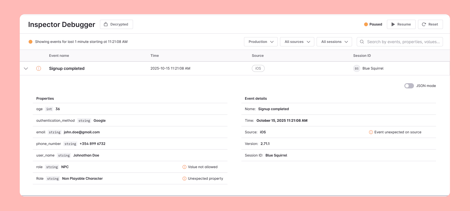 Inspector Debugger with decrypted values